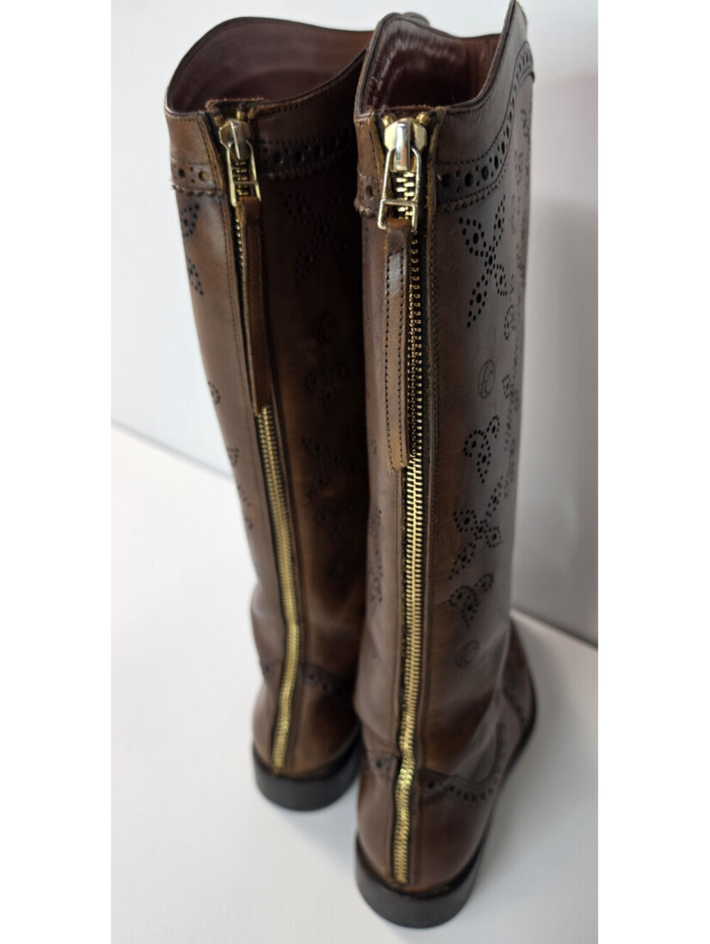 Franco Cuadra Shop Almond Brown Calfskin Leather Zip Boots Womens 23.5 US 6 - Picture 3 of 11